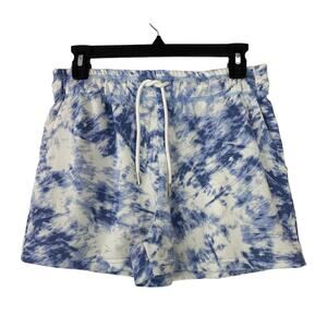 H Halston Studio Womens size X-Small shorts blue white tie dye drawstring XS